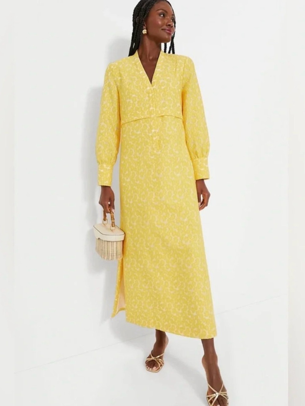 Tuckernuck Yellow Daisy Jacquard Aurelia Dress